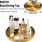 Metal round Decorative Tray, Perfume Jewelry Candle Organizer for Desk Vanity Countertop Bathroom Dresser Storage, Serving Platter for Kitchen Dinning Coffee Table, Brass Gold, 12 Inch