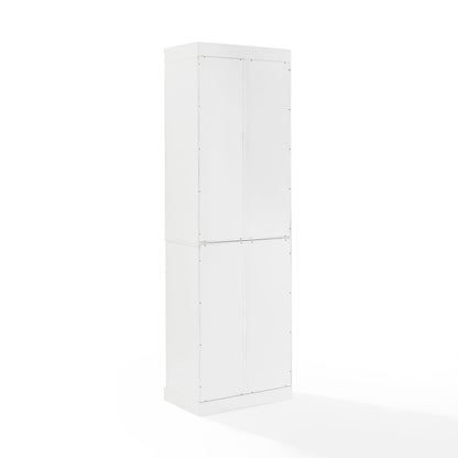 Stanton Wood Pantry with Glass Door in White (Set of 2)