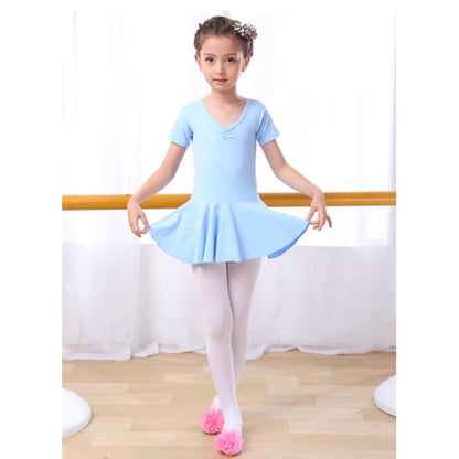Girls Ballet Leotards Short Sleeve Back Bowknot Dance Leotards for Gymnastics