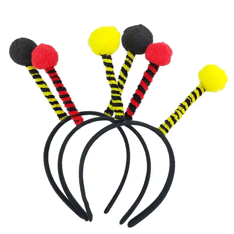 Adults Kids Plush Cartoon Bee Antennas Headband Fluffy Pompom Ball Birthday Party Cosplay Costume Christmas Halloween