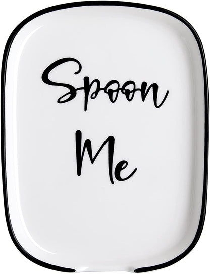 Ceramic Spoon Rest for Stove Top, Large Spoon Holder, Spoon Rest for Kitchen Counter, White Coffee Spoon Rest, Heat-Resistant Cooking Utensil Rest, Modern Farmhouse Kitchen Décor