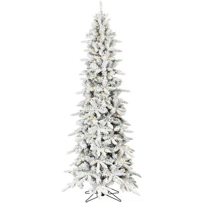 9-Ft Mountain Pine Pre-Lit Flocked White Artificial Christmas Tree with Color Changing LED Lights