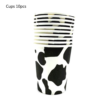 Farm Cow Theme Birthday Party Animal Party Cow Decoration Disposable Cups Plates Flags Tablecloth Baby Shower Balloon Decoration