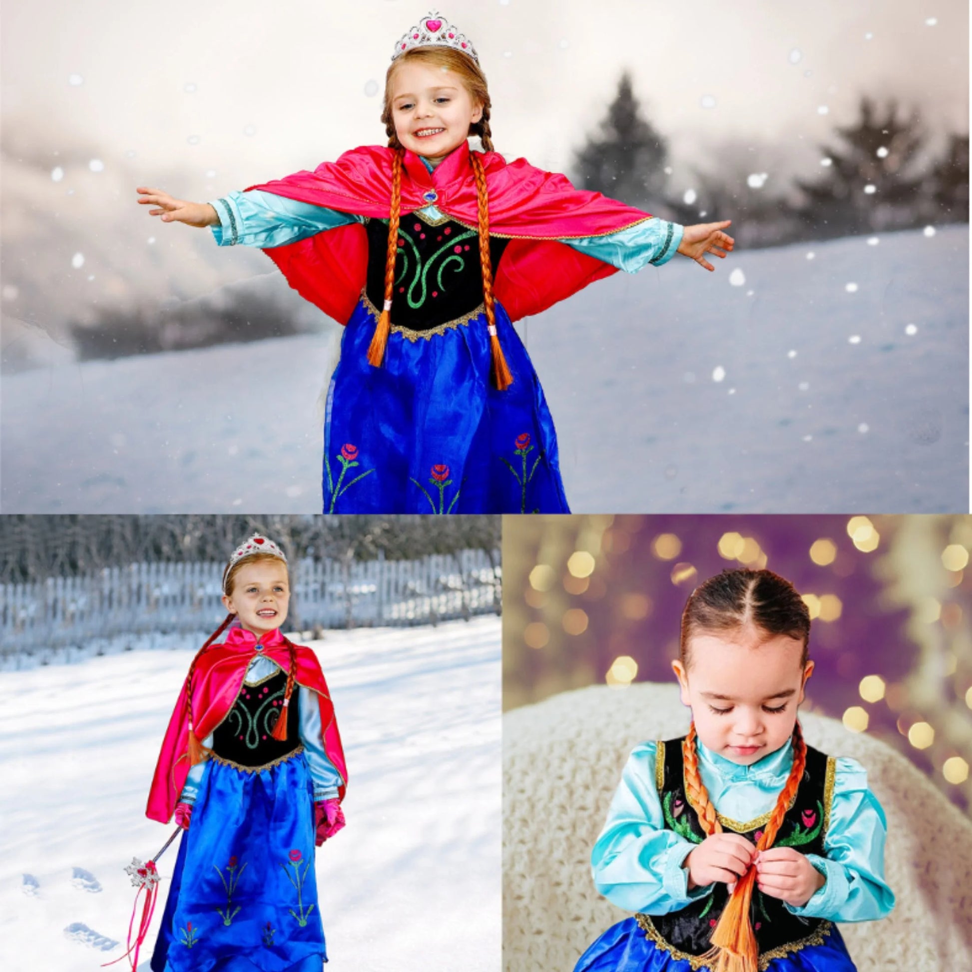 Anna Costume for Girls Frozen Dress Anna Dresses Princess Costume Toddle Long Sleeve with Accessories Birthday Party Cosplay 100 CM 2-3 Years