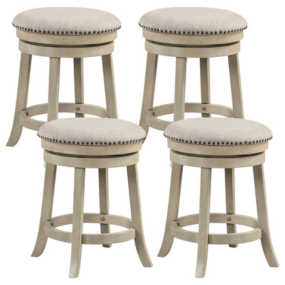 24/26.5 Inches Swivel Bar Stools Set of 2 Wth Wooden Frame