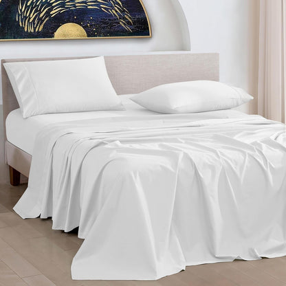 1000 Thread Count Egyptian Cotton Sheets California King Size, Long Staple Soft & Breathable, 4 Pc Bed Sheet Sets, Luxury Hotel Sateen Sheets Fits 16" Deep Pocket - White