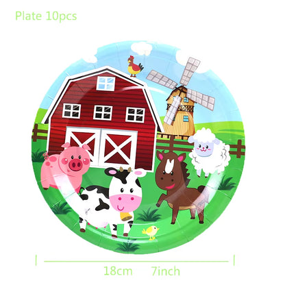 Farm Cow Theme Birthday Party Animal Party Cow Decoration Disposable Cups Plates Flags Tablecloth Baby Shower Balloon Decoration