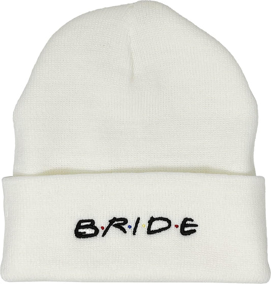 Womens Bride Beanie Warm Knit Embroidered Bride Tribe Skull Cap Hat