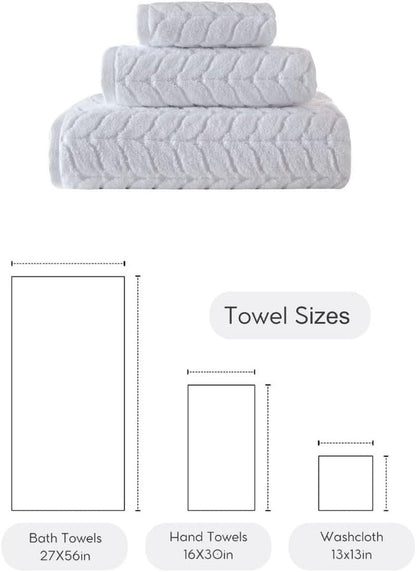 100% Turkish Cotton Jacquard Luxury Towel Set – Quick Dry Non-Gmo Ultra-Soft, Plush and Absorbent Luxury Durable Turkish Towels Set (Grey, 3 Pcs Towel Set)