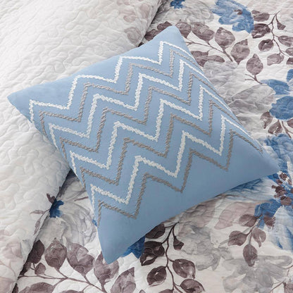 Piper 6-Piece Blue Microfiber Full/Queen Quilt Set