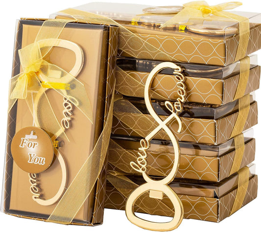 48 Pcs Love Forever Bottle Openers for Wedding Party Baby Bridal Shower Favors Decorations Gifts or Souvenirs for Guests Return Present Birthday Party Supplies (Gold)