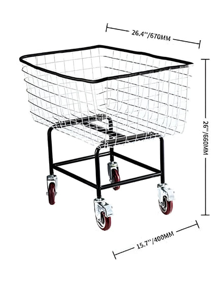 Wire Laundry Cart Wire Laundry Basket 4.5 Bushel Heavy Duty W/ 5'' Wheels