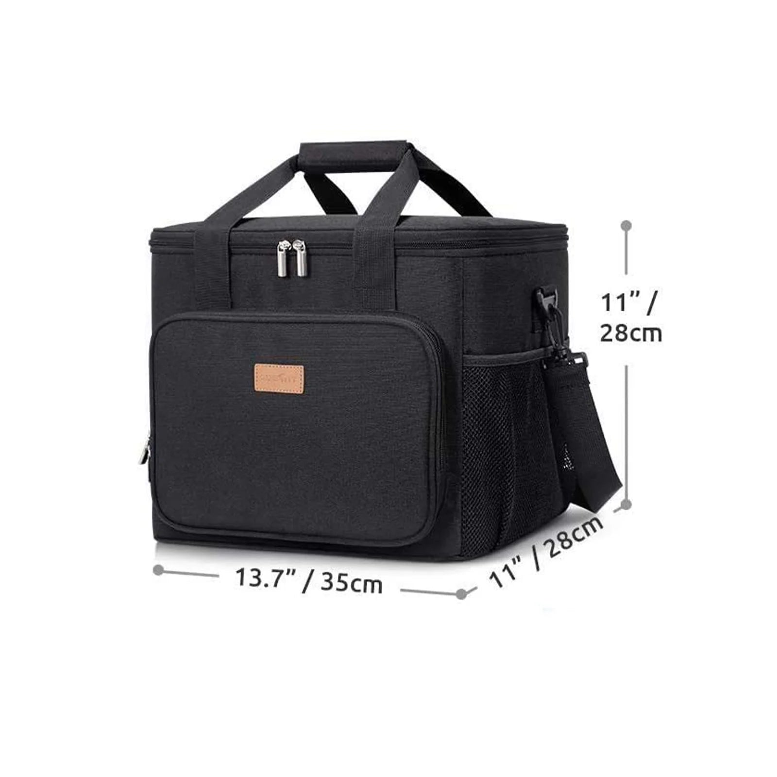 Insulated Lunch Bag Box for Women Men, Reusable Cooler Tote Bag, Black