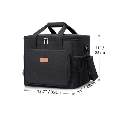 Insulated Lunch Bag Box for Women Men, Reusable Cooler Tote Bag, Black
