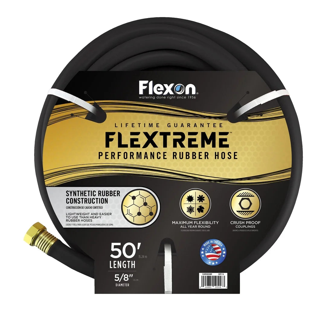 5/8 Inch X 50 Foot Flextreme Performance Rubber Black Garden Hose