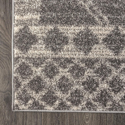 MOH200C-4 Amir Moroccan Beni Souk Indoor -Area Rug Bohemian Farmhouse Rustic Geometric Easy-Cleaning Bedroom Kitchen Living Room Non Shedding, 4 X 6, Gray,Cream