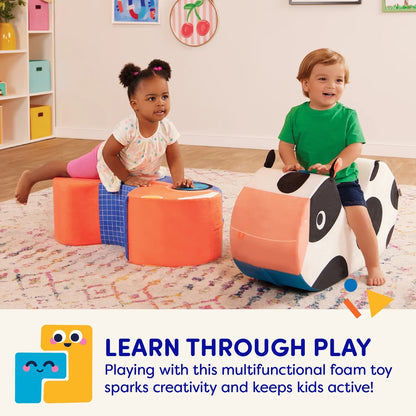 Cozy Cruisers Cow Foam White Ride-On Toy with Washable Cover, Toddler and Preschool Toys