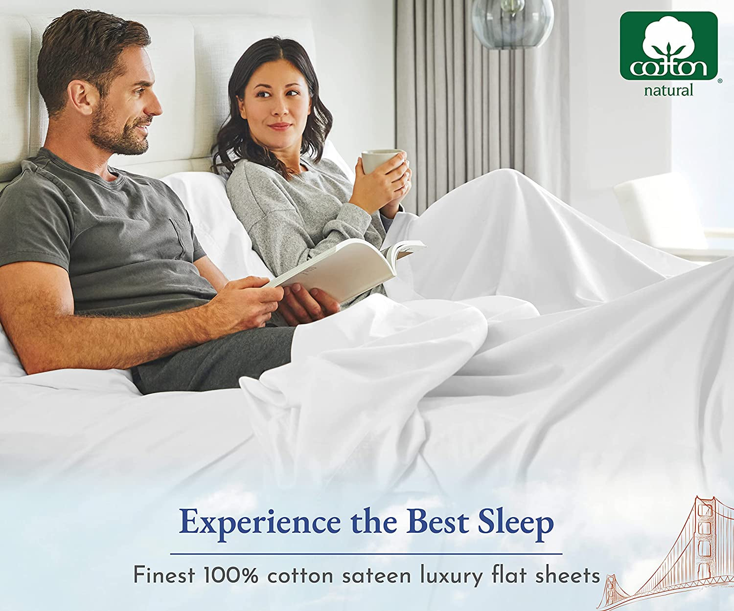 Soft Queen Flat Sheet Cotton Durable, 100% Cotton Sheet, 400 Thread Count Sateen, Smooth & Breathable Hotel Quality Top Sheet Only (Sage Green)