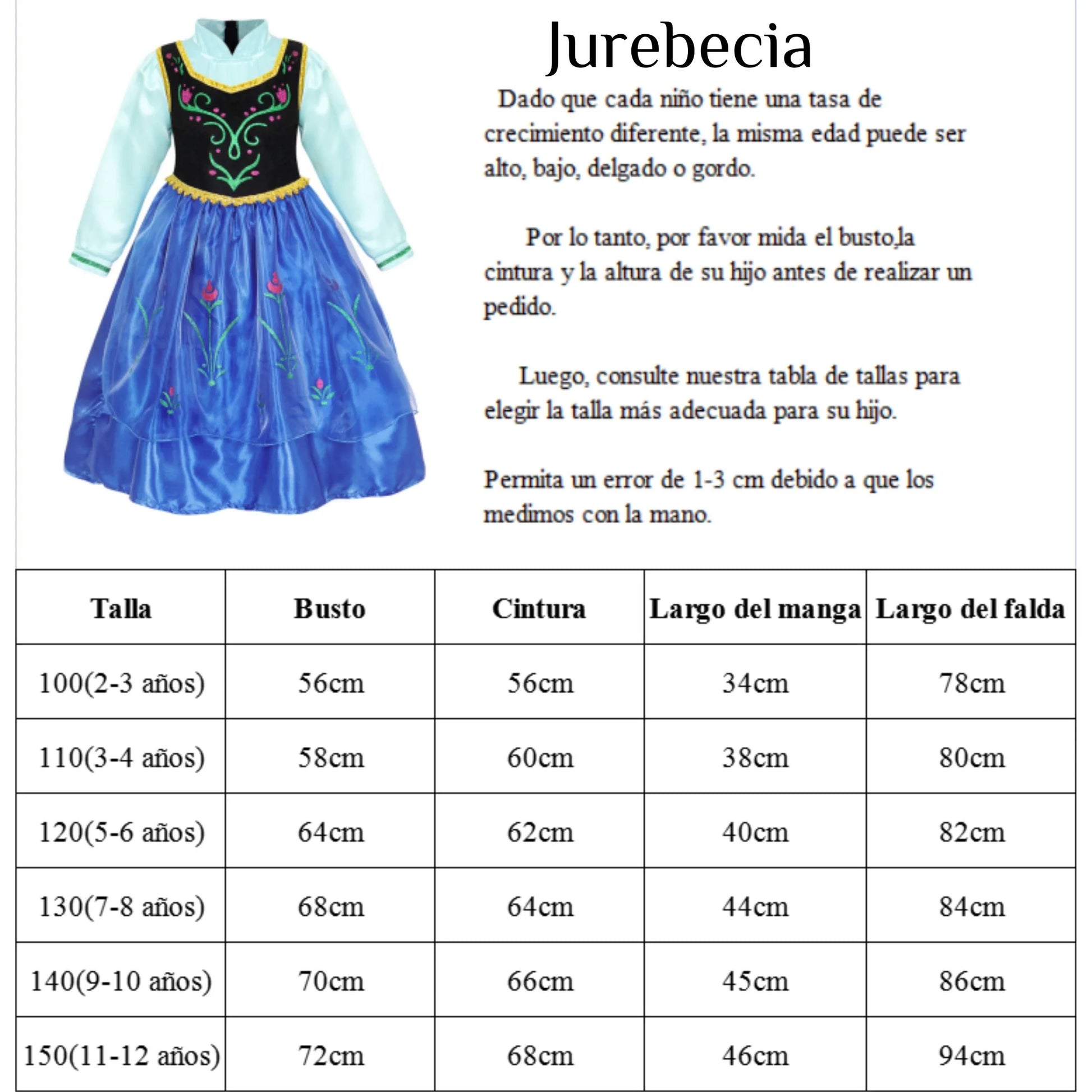 Anna Costume for Girls Frozen Dress Anna Dresses Princess Costume Toddle Long Sleeve with Accessories Birthday Party Cosplay 100 CM 2-3 Years