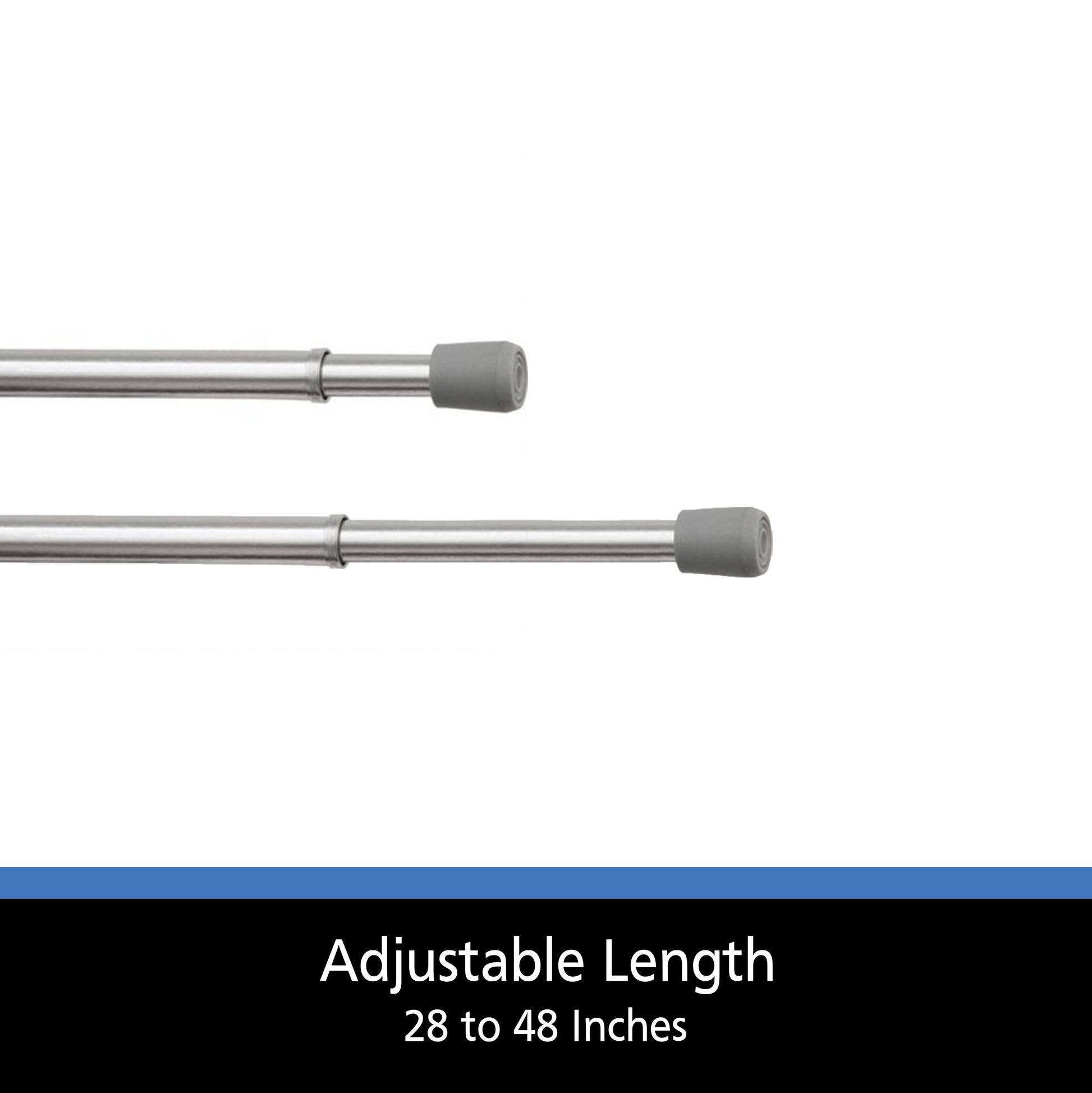 28-48 In. Adjustable Spring Tension Curtain Rod, 7/16 In. Diameter Steel Tube, Chrome Finish