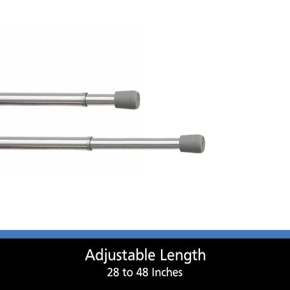 28-48 In. Adjustable Spring Tension Curtain Rod, 7/16 In. Diameter Steel Tube, Chrome Finish