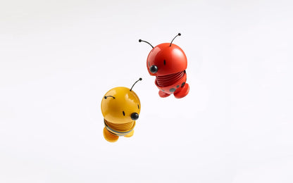 Bumble Bee, Yellow, Home Decor Ornament - Danish Design, Plastic W/Metal Spring, Small - Creates Cheerful Movement