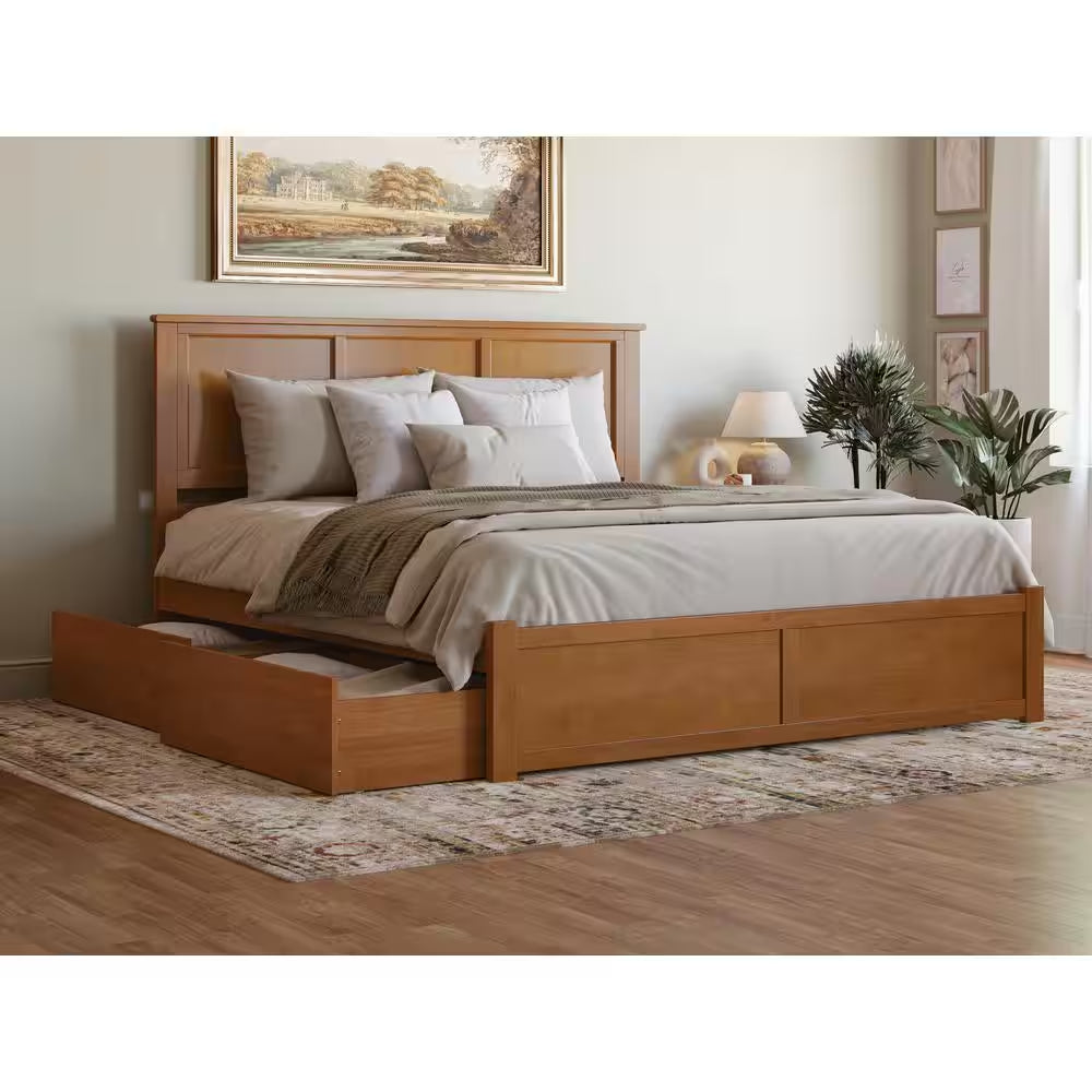 Madison Full Platform Bed with Flat Panel Foot Board and 2-Urban Bed Drawers in Espresso