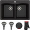 Forteza 33-Inch Drop In/Undermount 50/50 Double Bowl Granite Kitchen Sink in Black, KGD-52BLACK