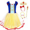 Girls Snow White Princess Dress up Kids Birthday Party Snow White Costume Toddler Tulle Skirt with Accessories Yellow 120 CM 5-6 Years