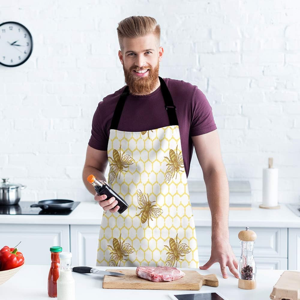 Apron 31X27 Inch Kitchen Chef Waitress Cook Aprons Bib with Adjustable Neck for Women Men