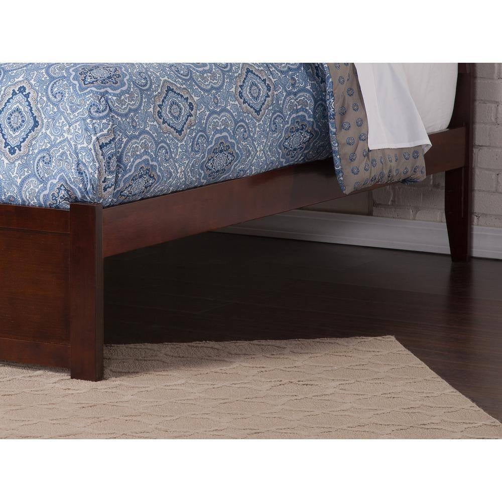 Madison Walnut Full Platform Bed with Flat Panel Foot Board and Twin Size Urban Trundle Bed