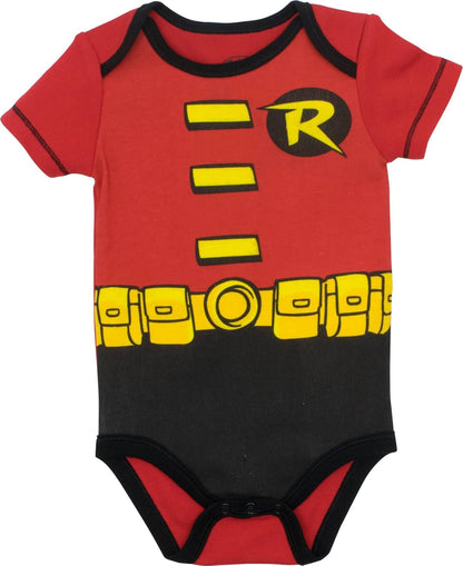 Justice League DC Comics Baby 5 Pack Cosplay Costume Bodysuits Newborn to Infant Sizes (Newborn - 24 Months)