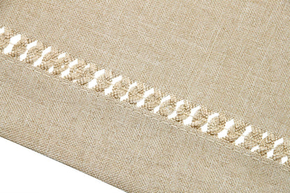 Handmade Hemstitched Polyester Rectangle Table Runners,Beige 14X48 Inch