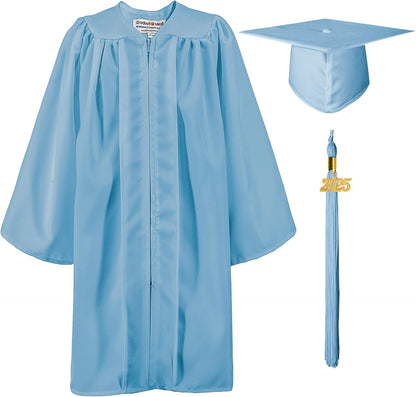 Matte Kindergarten Graduation Gown Cap Set with 2025 Tassel
