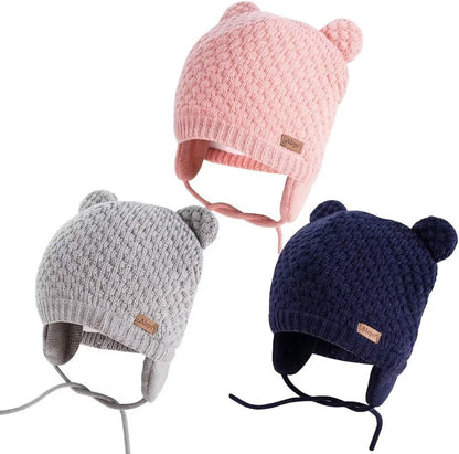 Winter Beanie Hat for Baby Kids Toddler Infant Newborn, Earflap Cute Warm Fleece Lind Knit Cap for Boys Girls