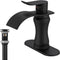 Black Bathroom Faucet Waterfall Sink Bath Faucets Parts Flat Spout Pop up Drain Stopper Matte Black Farmhouse Vanity Commercial Single Handle Single Hole Lavatory Supply Hose Lead-Free by