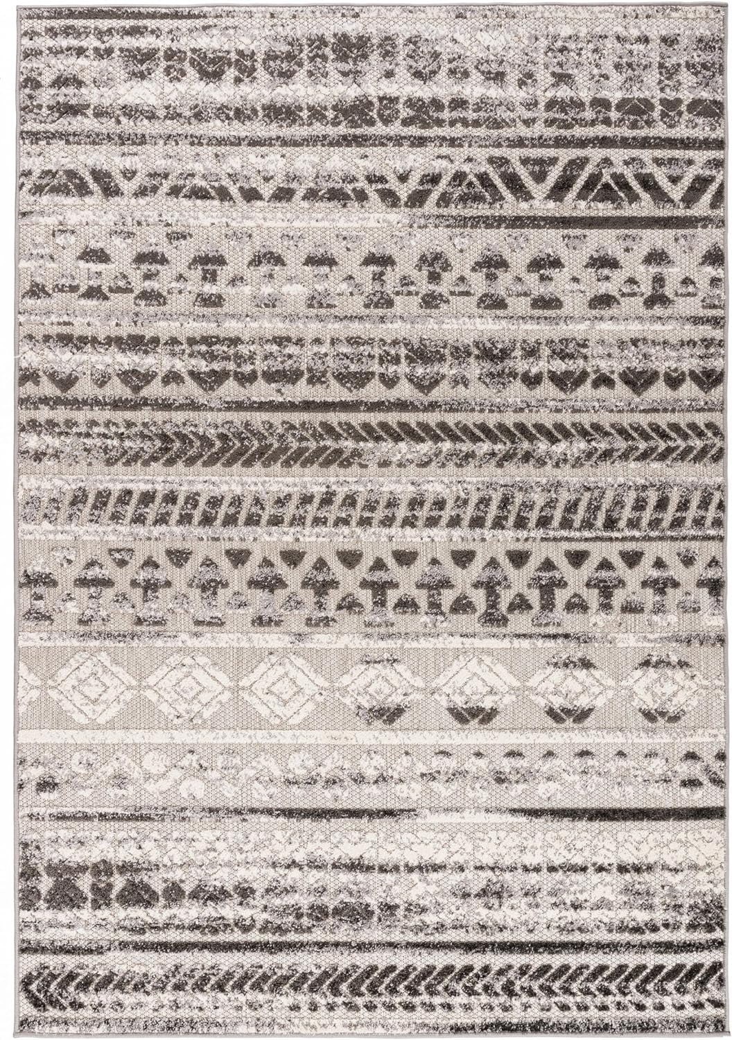 Modern Stripes Geometric Indoor/Outdoor Area Rug 5' X 7' Gray