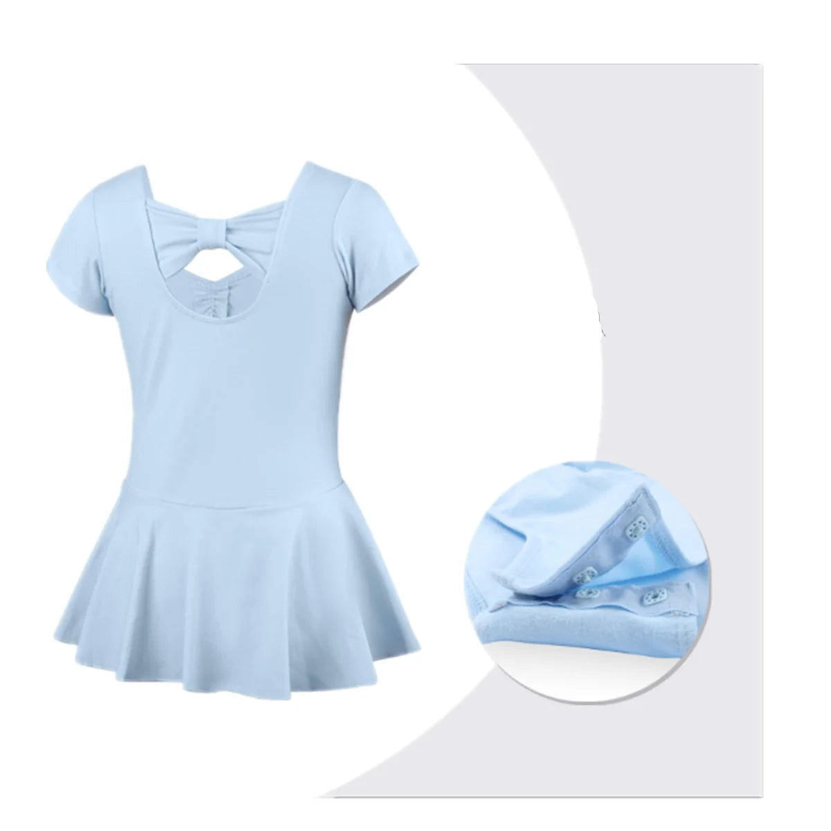 Girls Ballet Leotards Short Sleeve Back Bowknot Dance Leotards for Gymnastics