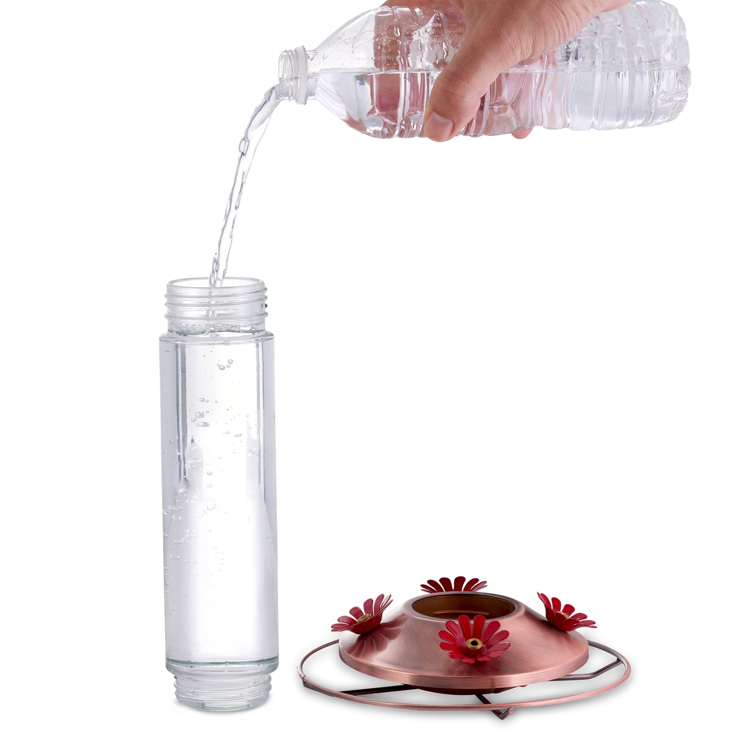 Elegant Copper Glass Hummingbird Feeder - 12 Oz
