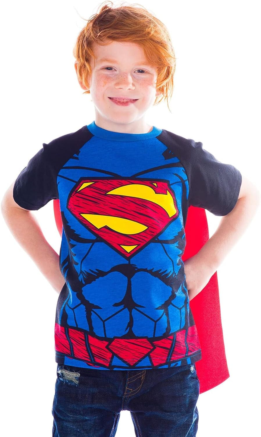 DC Comics DC Comics Justice League Batman Superman Robin Cosplay T-Shirt and Cape Toddler to Big Kid