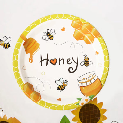 Bumble Bee Theme Party DIY Supplies Kids Birthday Party Decoration Latex Balloon Garland Disposable Tableware Set Baby Shower Su