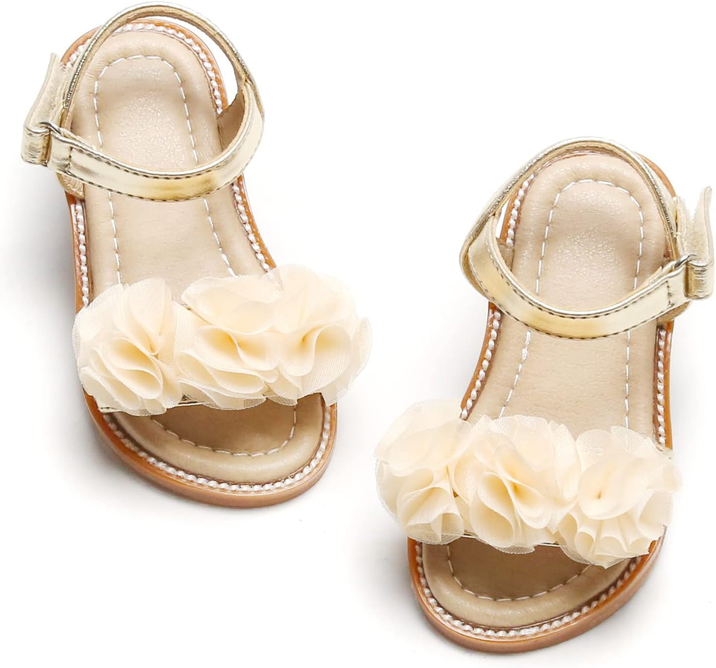 Toddler Girls Sandals Soft Rubber Flats Summer Baby Flower Girl Shoes.