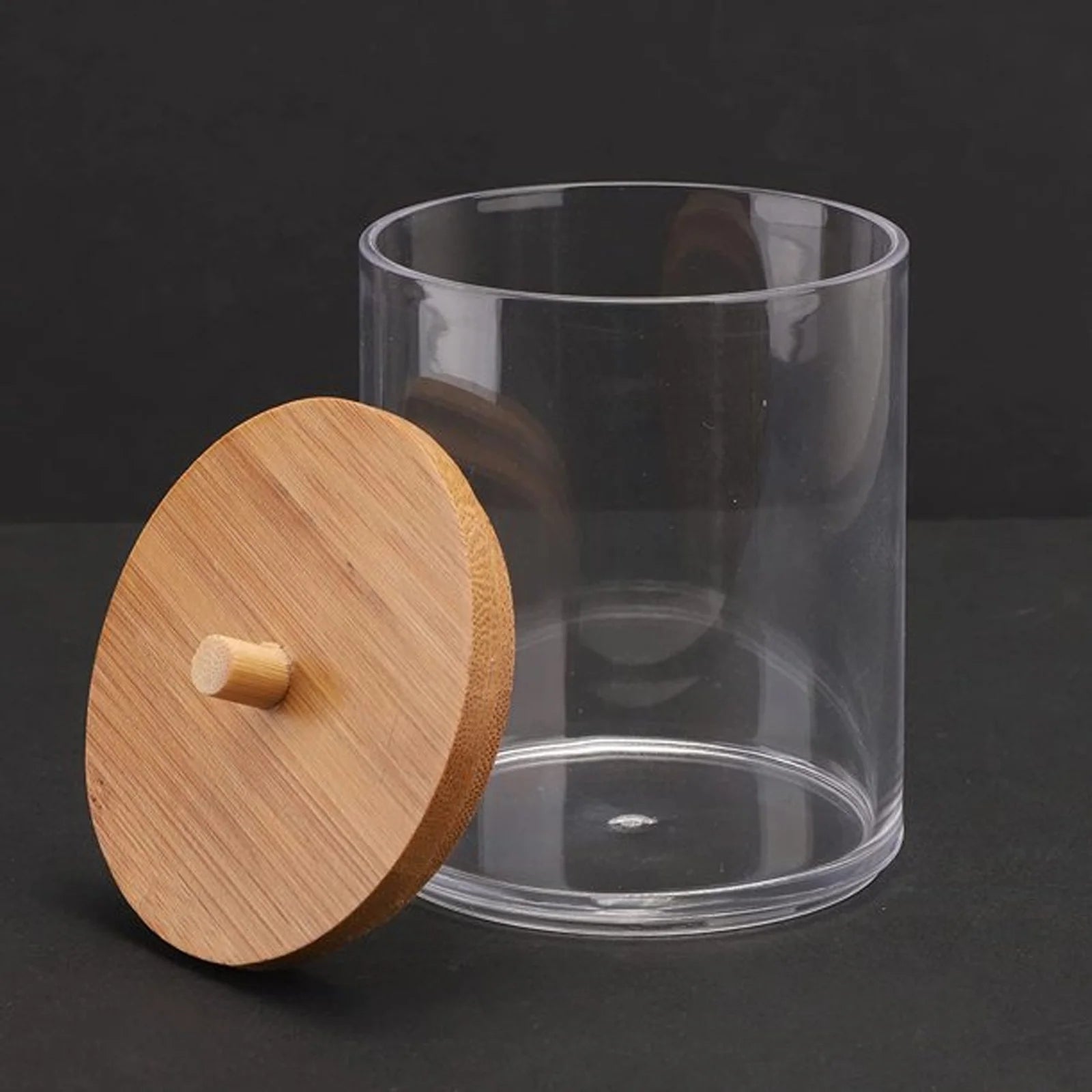 Acrylic Holder Dispenser Bathroom Jars with Lids Cotton Ball Pad round Holder for Bathroom Accessories Storage Organizer