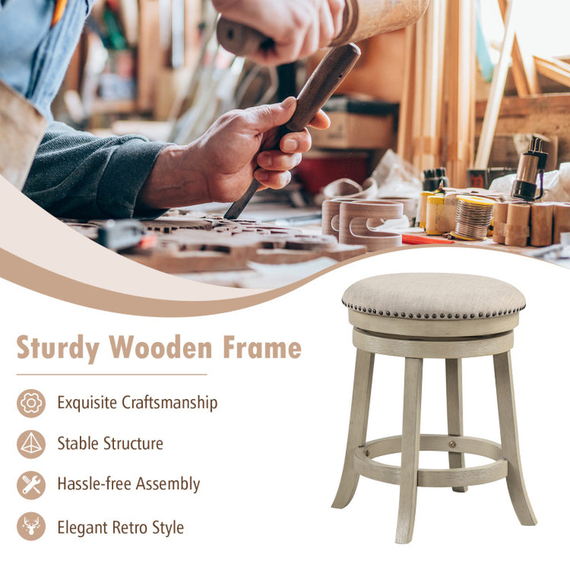 24/26.5 Inches Swivel Bar Stools Set of 2 Wth Wooden Frame