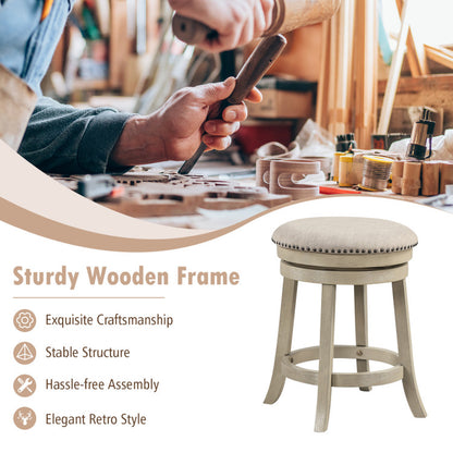 24/26.5 Inches Swivel Bar Stools Set of 2 Wth Wooden Frame