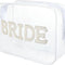 Bride Clear Makeup Bag, PVC Cosmetic Bag Pearl Rhinestone Patch Bride Toiletry Bag Makeup Pouch with Zipper Bridal Shower Gift