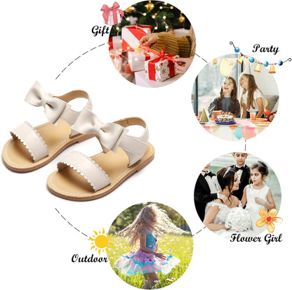 Toddler Girl Sandals - Flower Girl Dress Shoes Open Toe Little Kid Summer Flats