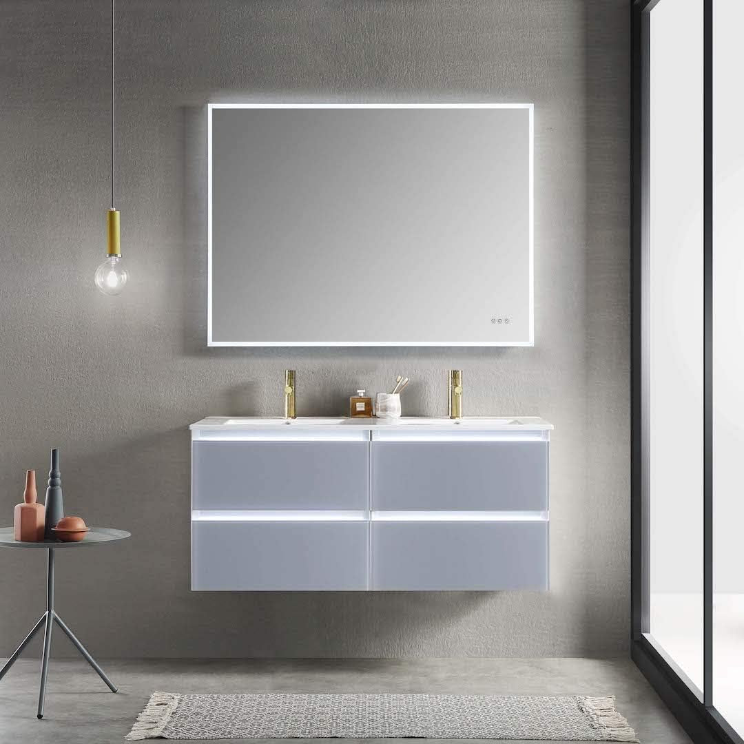LED Lighted Bathroom Vanity Sink Combo Provides the Dual Benefits of Vanity with Sink and Comfortable Dimmed Bathroom Vanity Light, 018 48 24 C MT12 (48 Inch, Light Grey)