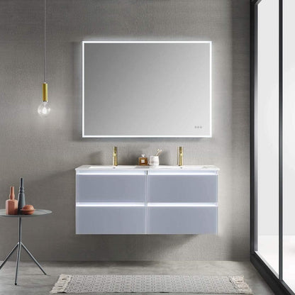LED Lighted Bathroom Vanity Sink Combo Provides the Dual Benefits of Vanity with Sink and Comfortable Dimmed Bathroom Vanity Light, 018 48 24 C MT12 (48 Inch, Light Grey)