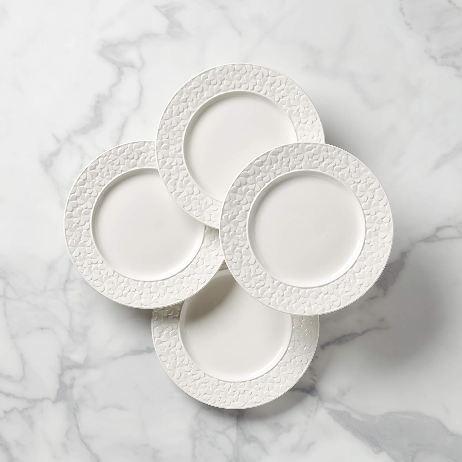 Blossom Lane 4-Piece Accent Plate Set, 4.10 LB, White